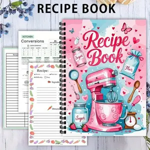 New Aesthetic Hardcover Recipe Journal Spiral Bound Notebook Log, Home Cookbook, Perfect for Cooking Enthusiasts, Durable & Stylish Design, Ideal Gift Idea