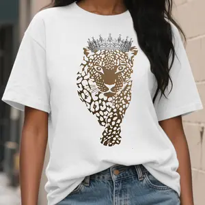 Fashion Leopard Graphic print crown pattern Tee Tshirt