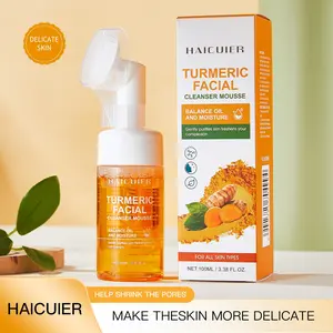 Turmeric, Dual Effect Makeup Remover & Gentle Moisturizing Facial Cleanser Face Wash, Soft Silicone Massage Brush Head, Quick Skin Cleaning Essential