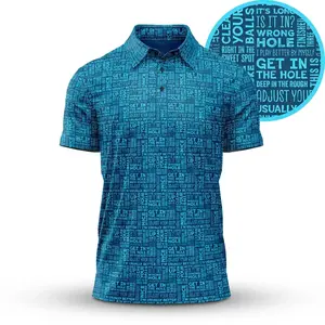 Bogey Bros Funny Innuendo Golf Polo Shirt With Blue Sarcastic Text Print Men Novelty Sportswear