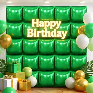Green Foil Balloon Backdrop Kit 50 Pieces Metallic Square Wall Decor for Party Event Setup