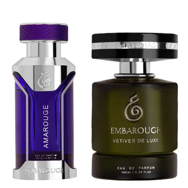 Embarouge Vetiver De Luxe & Amarouge Perfume For Men Scented Fragrance Woody Amber Cologne