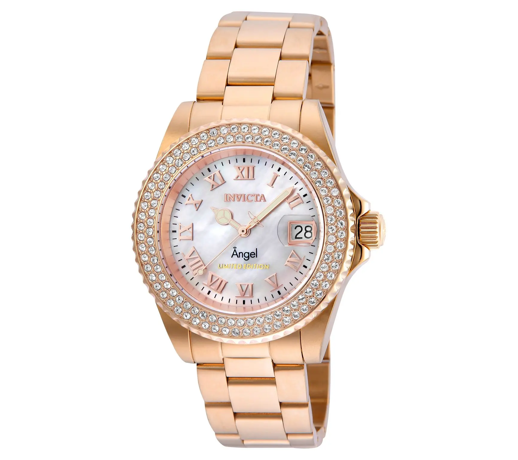 Invicta Women's Angel Rosetone Stainless Steel Crystal Watch Invicta Women's Angel Rosetone Stainless Steel Crystal Watch