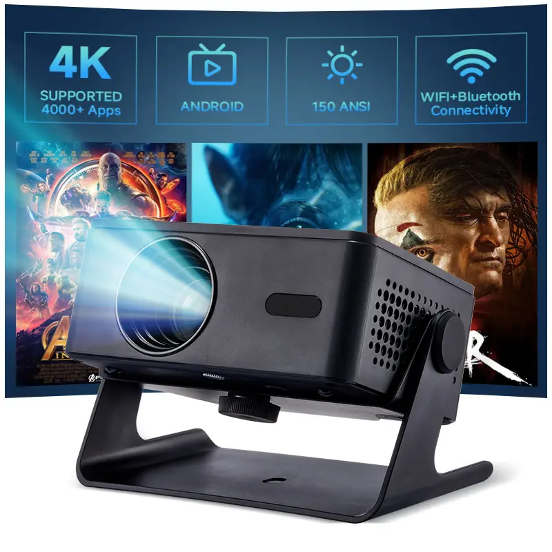 Portable Digital HD LED Projector A32 - 1080P Full HD, Built-in Audio, Automatic Focus, Adjustable Keystone Correction, Android 13, Wireless WiFi/Bluetooth, Remote Control, Portable Home Cinema, Projector for Bedroom, Cool Tech Gadgets, Screen Compatible