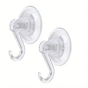 Set of 2 Durable Transparent Suction Cup Hooks Suitable for Bathrooms, Showers, And Kitchens - Easily Removable And Sturdy Hangers for Window Glass Doors, Ideal for Towels And Other Items, Utility Hooks