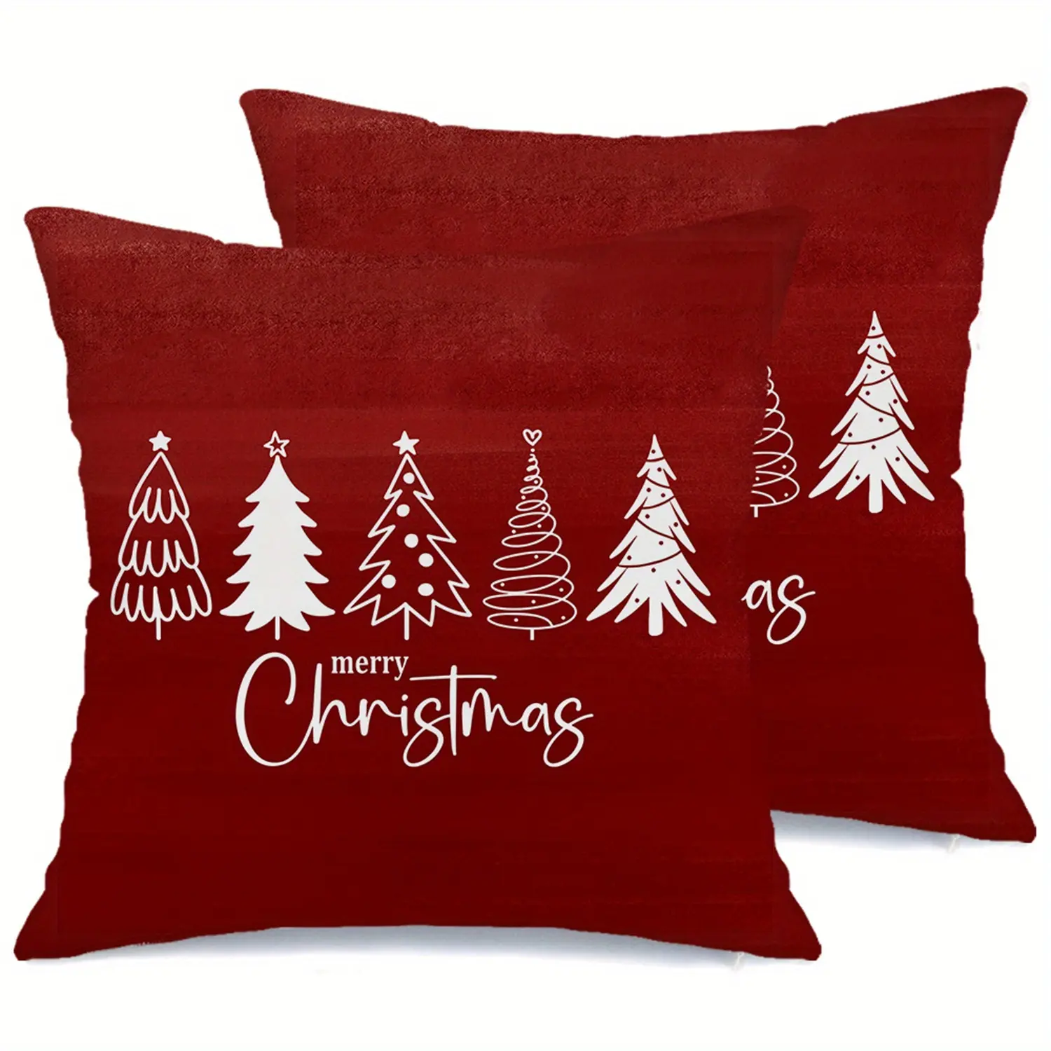 2pcs, Christmas Throw Pillow Covers - Merry Christmas Christmas Tree Star Designs, Farmhouse Winter Holiday Decorative Cushion Case for Bedroom Sofa Couch, Single-sided Printing Without Pillow Core