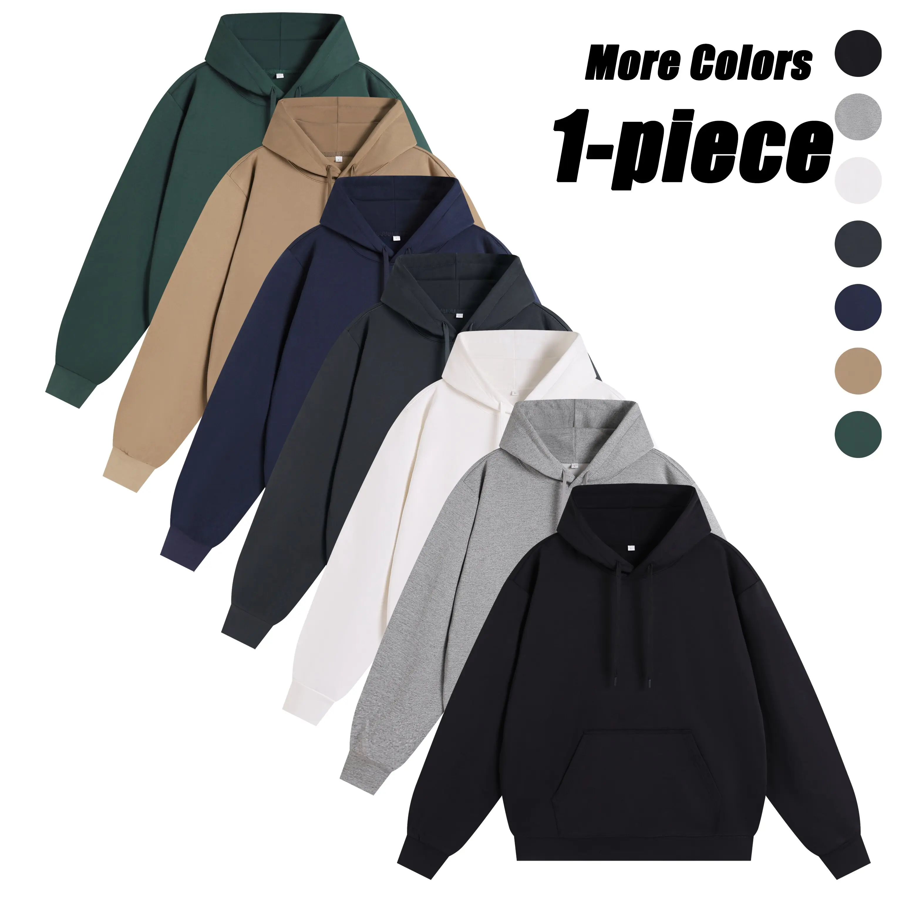 Men’s Plain Long-Sleeve Solid-Color Basic Pullover Hoodie Sweatshirt - Menswear Utility Kangaroo Pocket, Loose Fit, Soft, Breathable, Heavyweight Knit Casual Top for Spring/Autumn Streetwear, Daily Commuting, Essential Hoodie, Elastane hatant hoodies