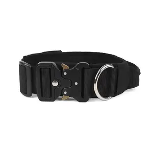 Tactical Dog Collar with Handle, Reflective Nylon, Adjustable Comfort Padding, Suitable for Medium to Large Dogs