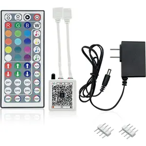 44 Key RGB LED Strip Lights IR Remote Control, Remote Receiver for RGB LED Light Strip, 24V Power Adapter for LED Lights