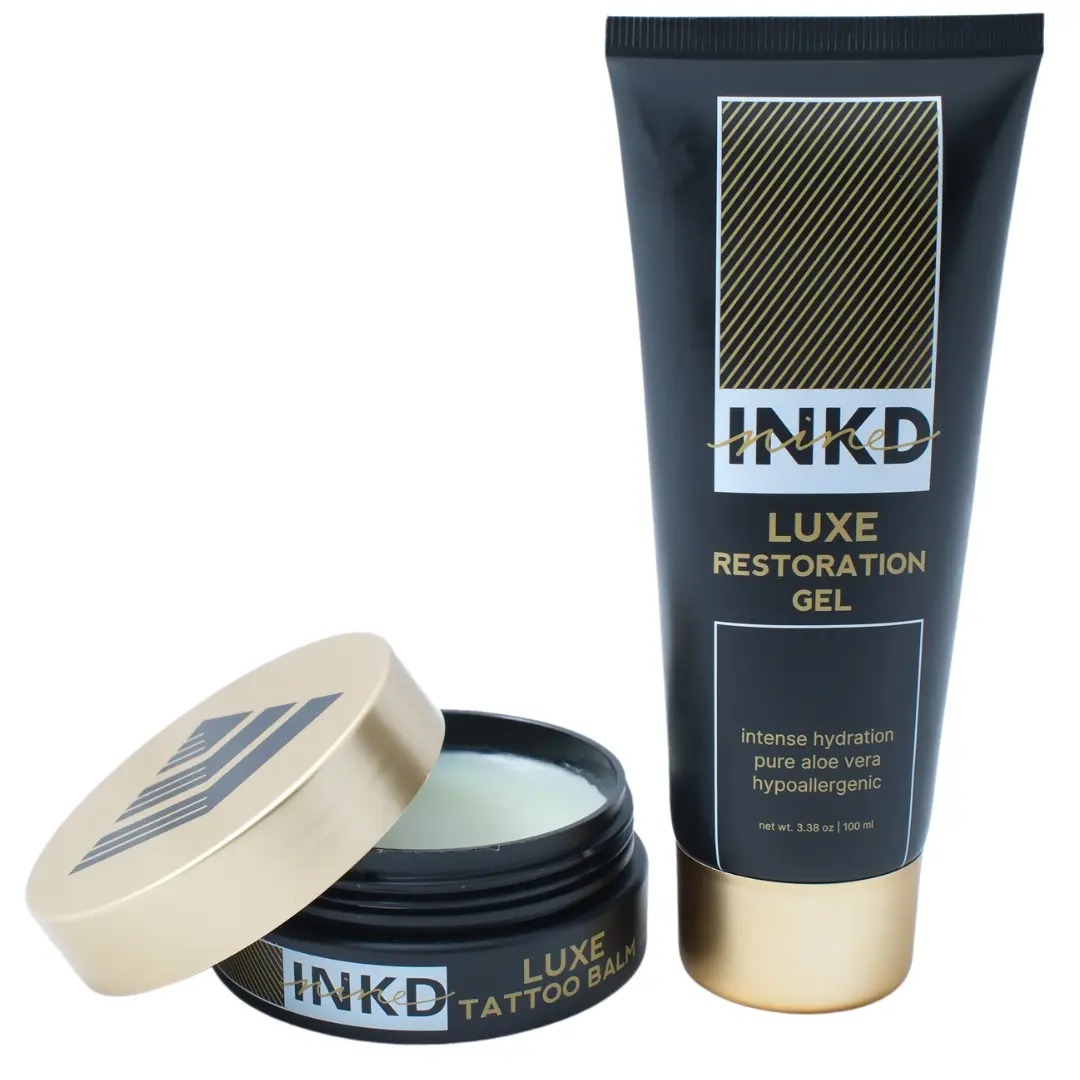 INKD 9 LUXE Tattoo Aftercare Kit - Tattoo Balm & Restoration Gel Set - Natural Tattoo Care for Fresh & Healed Tattoos
