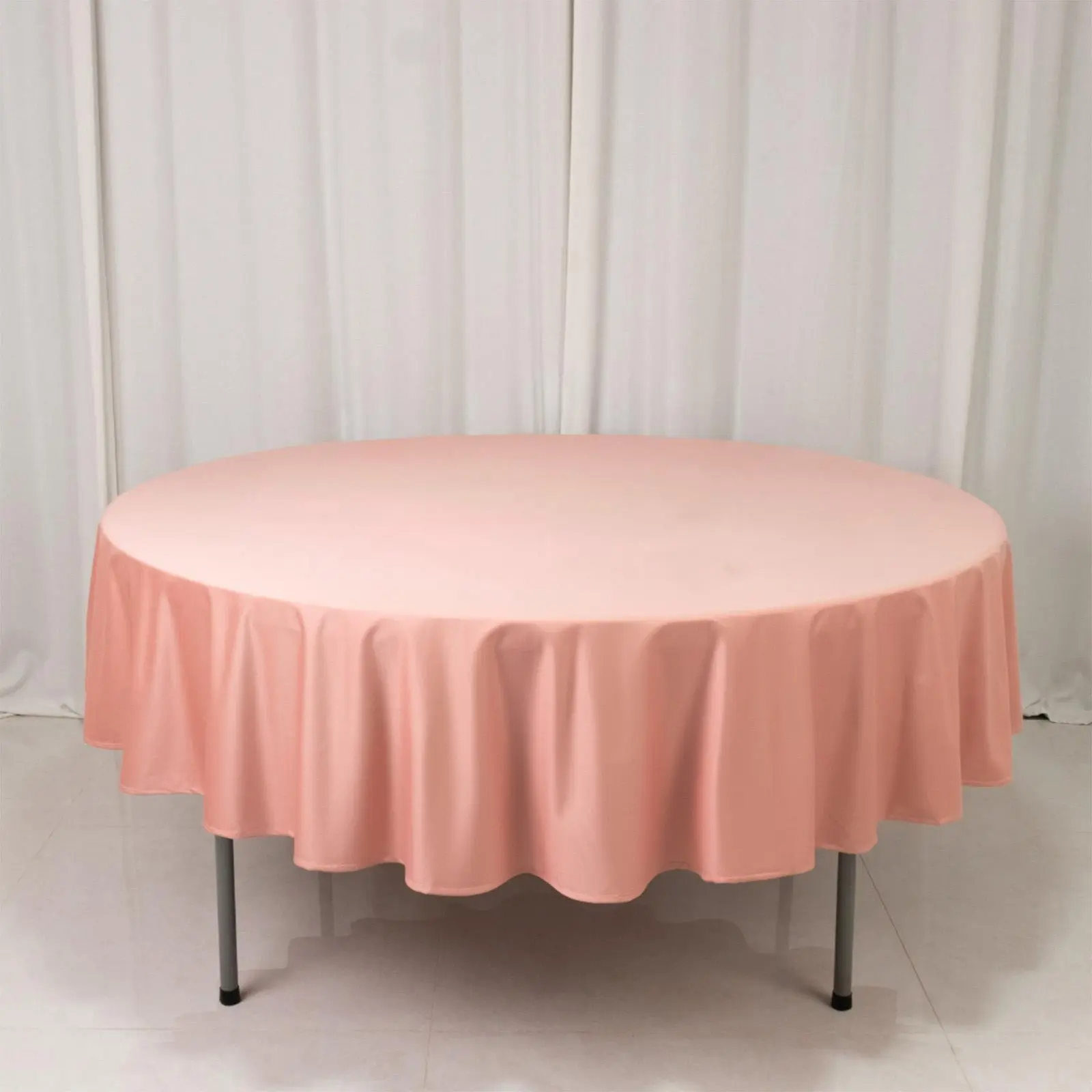 90" Dusty Rose Scuba Round Tablecloth - Wrinkle-Free Kitchen Linen Table Cover, Machine Washable & Dryable for Events, Parties, Hospitality Environments, Event