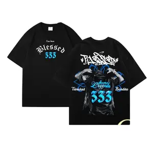 Blessed 333 Trinidad Bendita T-Shirt, Latin Trap Reggaeton Streetwear Graphic Tee, El Bendito Fans Unisex Cotton Shirt for Men Women, Urban Hip Hop Outfit Casual Concert Everyday Wear
