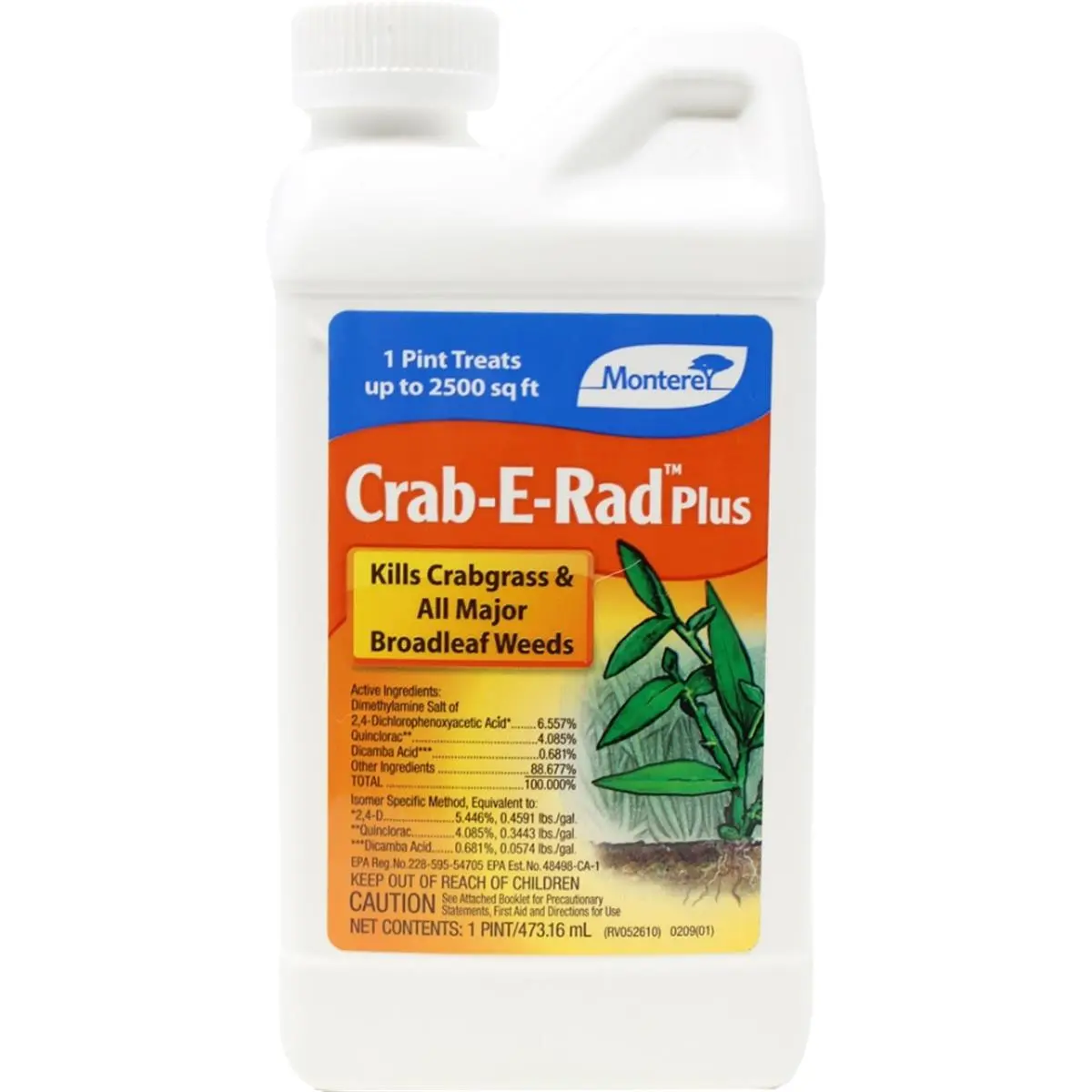 212 MAIN Monterey 5212-LG5202 1 Pt Crab-e-Rad Plus Concentrate Weed Killer, Specialty Garden Tool for Plant Care Needs