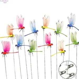 12 pieces of dragonfly garden decorations, 3D dragonfly garden stakes in 4 colors, perfect for garden decoration and housewarming.
