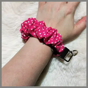 Scrunchie Wristlet Keychain || Pink Polka Dots