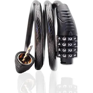 Bike Cable Lock - 4 Digit, 32 inch Long Coiled Security Resettable Cable Lock, Anti-Theft Accessories for Mountain Bike, Road Bike, Electric Bicycle, Scooter