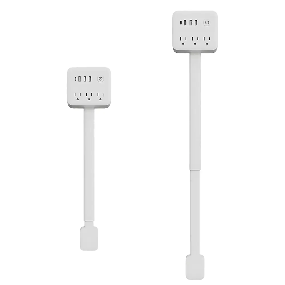 【Rotate and Fire Safe】New Rotates 180° Electrical Extender Stick for Behind Couch Outlet Extender Adjustable Length White Power Outlets Extender Power Socket Expander for Night Stand Electrical Wall Plug Rotates One outlet Endless power