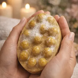 Honey & Turmeric Exfoliating Massage Soap, Cosmetic Body Care Cleanser for Face and Body with Moisturizing, Hydrating, Brightening Formula