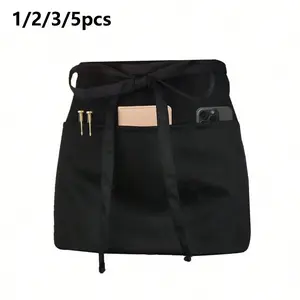 1/2/3/5pcs Waist Apron Set for Waitstaff, 3 Pockets, Home Use, Daily Life, Housework Cleaning, Protective Clothing
