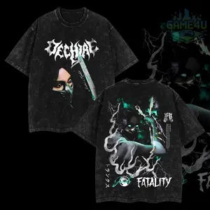 GameLife4U Retro MK | JADE T-Shirt 100% Premium Cotton Oversized Washed Classic Fit Menswear Top Casual Graphic Soft Seamless Black Apparel Crewneck