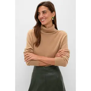 Camel Cashmere Turtleneck Sweater