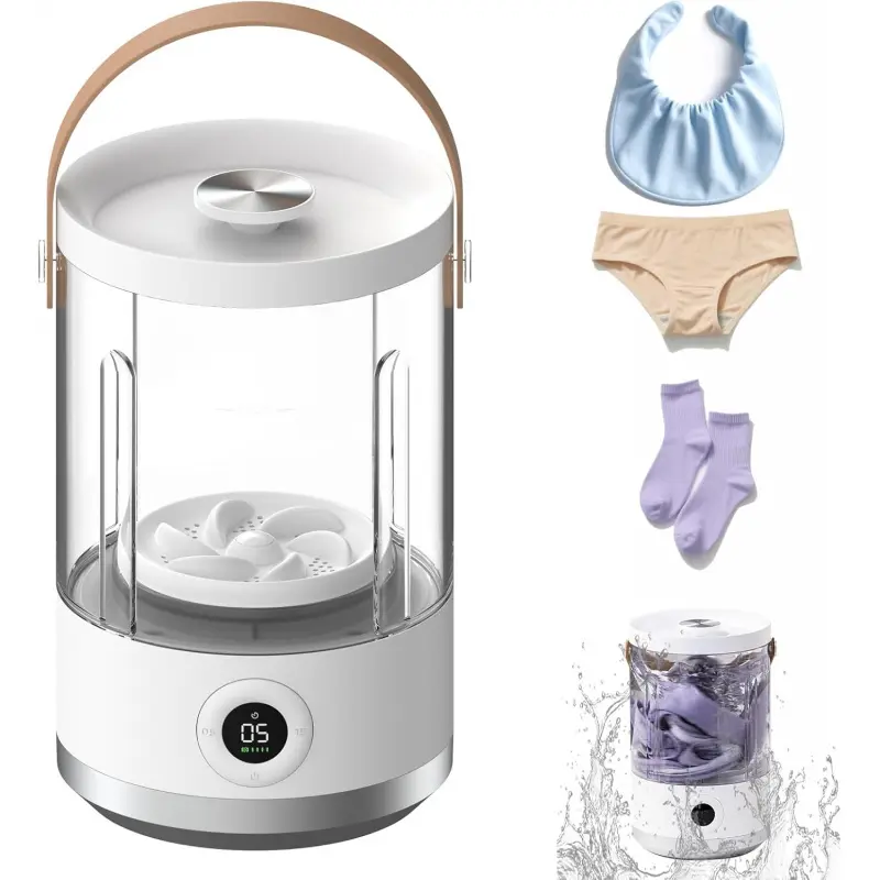 Portable Mini Washing Machine  Compact Small Washer Lightweight Washer for Underwear, Socks, Baby Clothes Rechargeable Travel Washing Machine Clothes Washing Machines with 5/15 Min Modes, Type-C Charging Portable Laundry Washer Battery Washing Machine