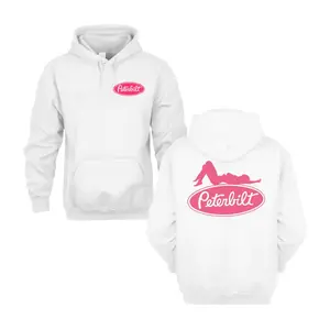 Peterbilt Hoodie, Pink Logo & Pin-Up Silhouette Graphic, Premium Cotton Blend Fabric, Comfortable Unisex Fit, Perfect Gift for Truck Drivers, Big Rig Fans & Peterbilt Lovers