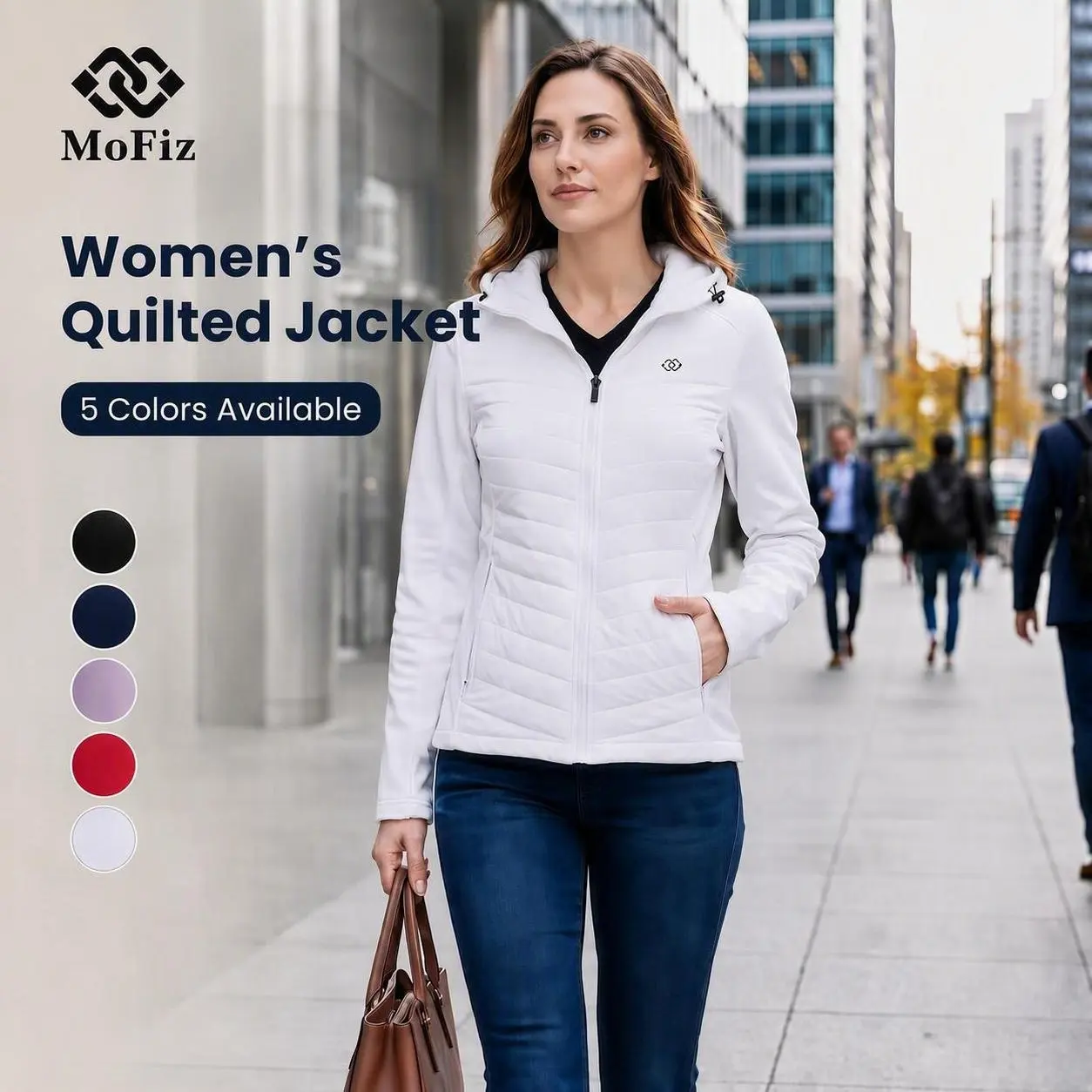 MoFiz Active Women's Fleece Jackets - Lightweight Insulated Hiking Coat, Fleece-Lined Thermal Hybrid Softshell Full-Zip for Winter Fall Running, Sports Casual Jacket