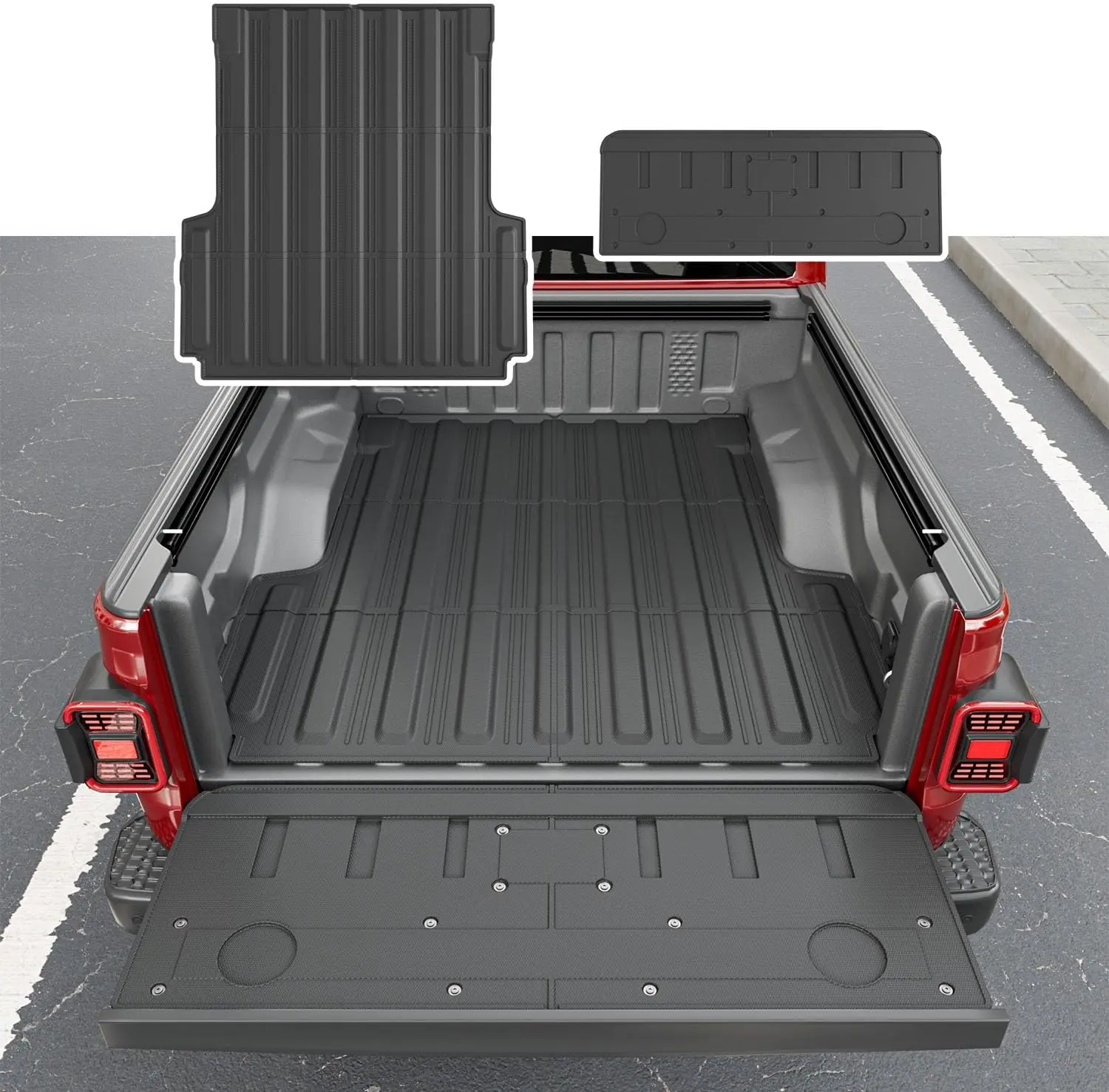 [Fits 20-26 Gladiator JT] Bed Mat Tailgate Mat Compatible with 2020-2026 Jeep Gladiator JT Cargo mat Truck Bed Mat Replacement for 2020-2026 Jeep Gladiator JT Accessories(Truck Mat+Tailgate Mat)