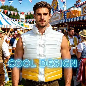 Fillable Beer Themed Costume Vest, Men's Transparent Beer Jacket Outfit with Drinking Straw, Novelty Party Cosplay Costume for Oktoberfest Carnival Birthday, Clothes