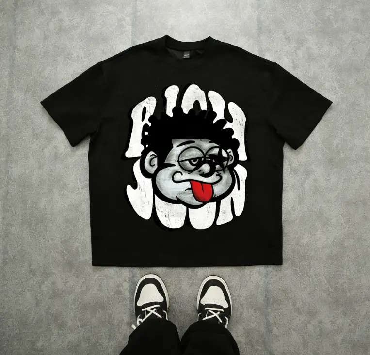Women's Cute Streetwear T-Shirt with Graffiti Figure Print, Short Sleeve Cotton Casual Top for Everyday Wear