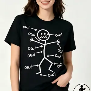 Humorous Chronic Pain Awareness T Shirt for Summer Casual Wear Round Neck Short Sleeve Machine Washable Everyday Top