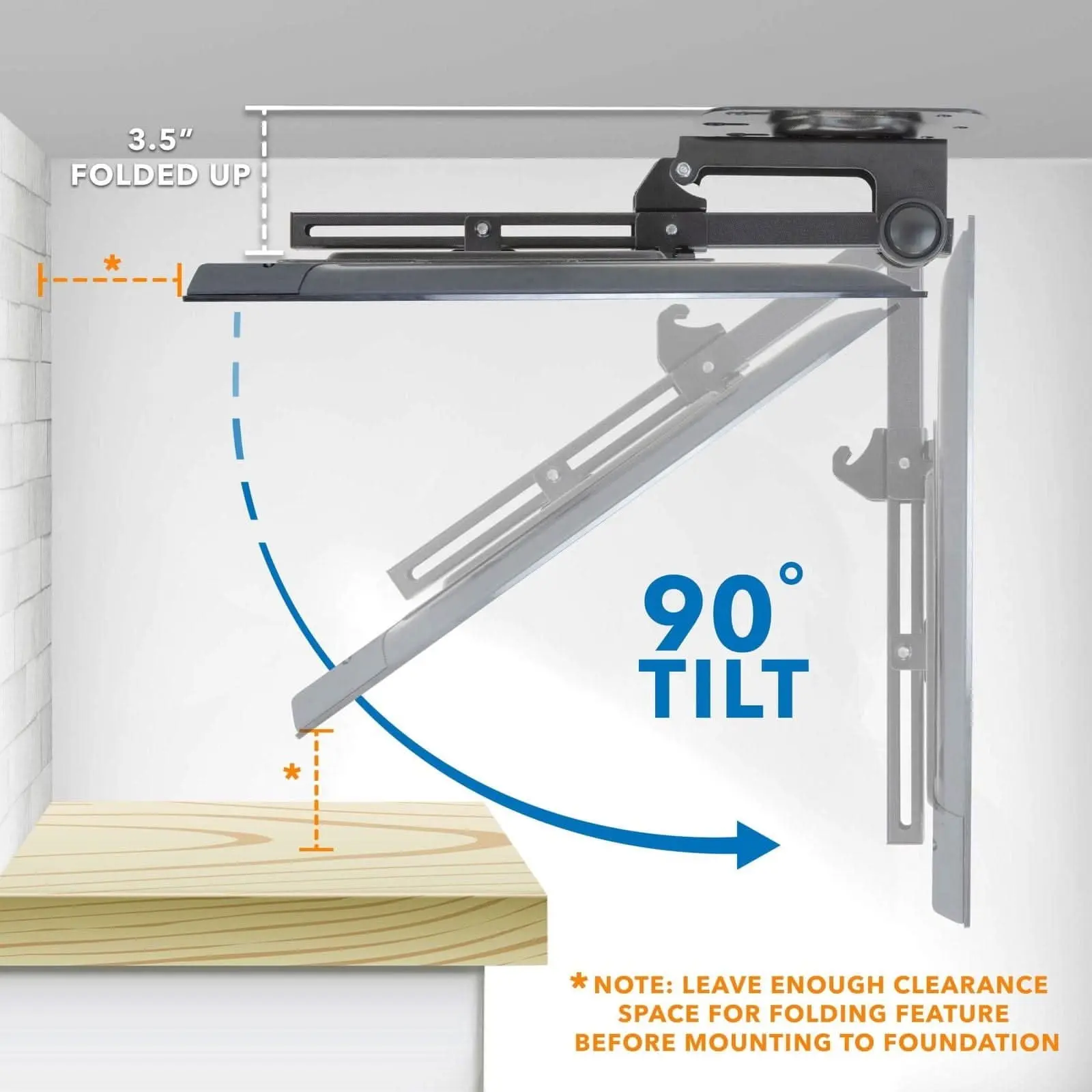 Mount-It! Flip Down Ceiling TV Mount Stand, Height-Adjustable for 23-55" Screens (Up to 44lbs) with Full Motion Swivel, Locking Feature & Easy Setup