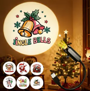 USB Christmas Projector Lamp, 360° Rotating LED Christmas Night Light Projector Lamp, 35% Brightness Increase, Gooseneck USB Powered Christmas Lamp, Suitable for Indoor Bedroom Christmas Decoration.