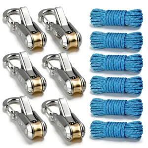 6 Pack Outdoor tent rope accessories, rolling locking buckle, retractable rope, RV camping fixing hook