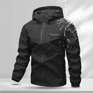 Men’s softshell hooded jacket with drawstring, sporty casual style, large front pocket, side zip closure, spring/autumn apparel, back-to-school season outfit, long-sleeve for spring/autumn outings Longsleeves jackets zip up clothes ti