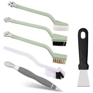 6Pack Kitchen Cleaning Brush Set, Deep Clean Gas Stove Brass Brush, Kitchen Sink Nylon Brushes, Cooktop Scraper, Stiff Bristles Rust Removing and Dust, Scrubber for Range Hood Grease Grime Utensils Handles