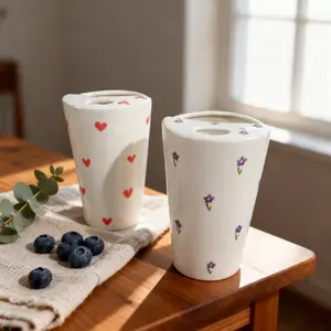 Handmade Ceramic Travel Mug with Sip Hole Safe Non Toxic Glaze Microwave Dishwasher Safe Unique Gift for Coffee and Tea Lovers Perfect Ceramic Coffee Cup to Go  ，，，，，。