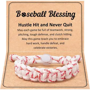 Baseball Bracelet, Adjustable Braided, Baseball Basketball Gifts for Teens, Teams, Son, Grandson Brother