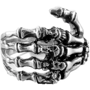 FLORIDECO Stainless Steel Skull Rings for Men Women Vintage Gothic Ring Biker Size 7-14