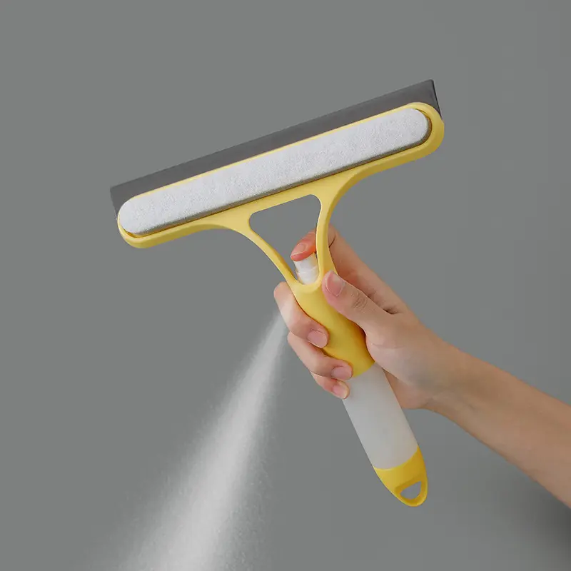Glass Wiper Integrated Water Bottle with Nozzle Multifunctional Household Silicone Wiper Spray Window Brush for Car & Home Cleaning squeegee cotton apron Blade Kitchen