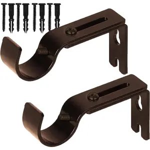 Curtain Rod Brackets for Adjustable, Premium Rod Bracket for Walls, Curtain Rod Holder, Drapery Rod Holders Hardware Window Curtain Rod Support Hanger for 1 Inch Rod