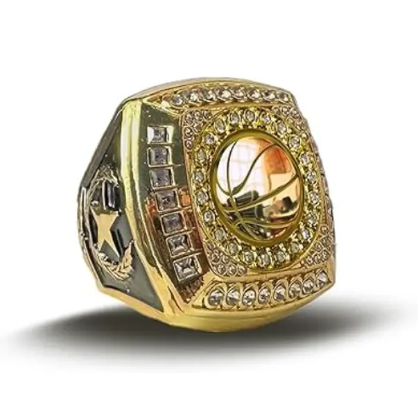 Basketball Championship Ring — Gold | Size 9.5 | 1.25" × 1.25" × 1.5"