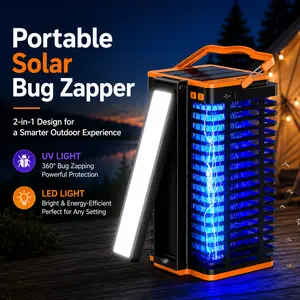Solar Bug Zapper with Light,  4500V Mosquito Zapper, IP66 Waterproof, USB-C & Solar Powered, Indoor Outdoor Insect Killer for Yard Patio Garden