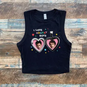 Heated Rivalry Top, I Love Hockey Boys Micro ribbed tank, Shane Hollander, Ilya Rozanov, Y2k Crop Tank Top