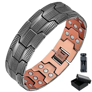 Copper Bracelet for Men, 3X Ultra Strength Magnetic Bracelets, 99.99% Pure Copper with 3500 Gauss Neodymium Magnets, Adjustable,Black boutique  jewelry Classic Magnetic Copper Bracelet