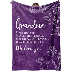 Gifts for Grandma Christmas, Grandma Gifts Blanket, Grandmas Birthday Gift from Grandkids, to My Grandmother Throw Blanket 50" x 60", Purple