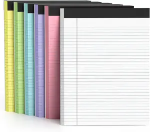 6 Pack Colored Legal Pads 8.5 x 11 College Ruled Paper Note Pads Narrow Ruled 50 Sheets per Notepad Perforated Writing Pad Durable Sturdy Back 8x11 Pads of Paper Pink Purple Blue Green White Yellow