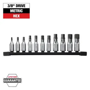 Milwaukee 48-22-9543 11PC 3/8" Drive Hex Bit Socket Set - Metric
