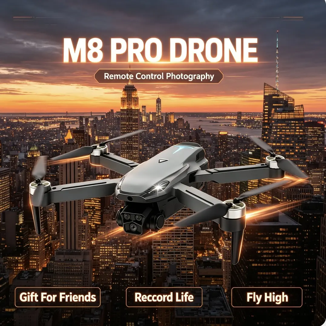 2026 M8 Drone – Stabilized 4K EIS Camera, GPS & 5G WiFi FPV, Brushless Motors, Optical Flow Hover, Intelligent Obstacle Avoidance, Auto Return Home, 360° Rolling Stunts, Includes 2 Batteries